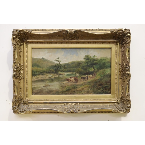 404 - George Vicat Cole British, 1833 - 1893, untitled, cattle and farmer on path, oil on canvas, original... 