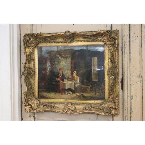 406 - Antique early 19th century French school, oil on panel, unsigned, mounted in original frame, picture... 