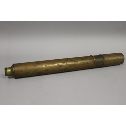 130 - Antique brass telescope, in very used & beaten condition