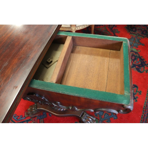 383 - Antique cedar fold over card table, approx 71cm H x 86cm W x 42cm D folded