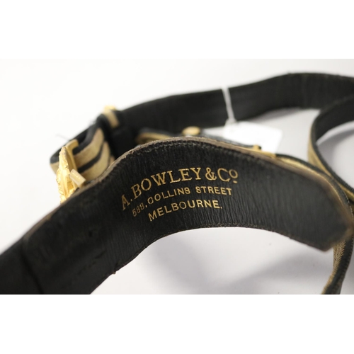 128 - Two Royal navy Officers dress sword belts,  Made by A Bowley & Co 588 Collins street Melbourne and t... 