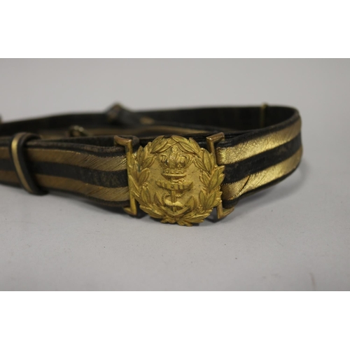 128 - Two Royal navy Officers dress sword belts,  Made by A Bowley & Co 588 Collins street Melbourne and t... 