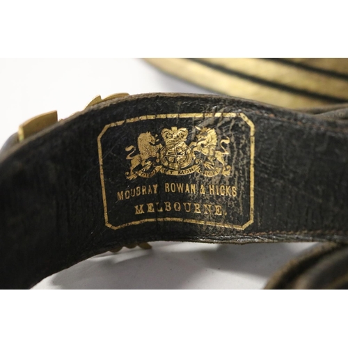 128 - Two Royal navy Officers dress sword belts,  Made by A Bowley & Co 588 Collins street Melbourne and t... 