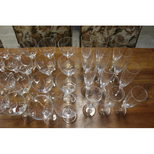 408 - Extensive Daum Bolero pattern crystal glasses, circa 1970's, setting for twelve (60 pieces) Provenan... 