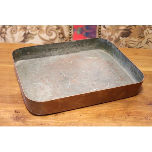 419 - French copper tray, approx 6cm x 35cm x 29cm