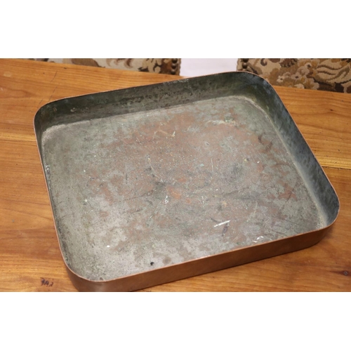 419 - French copper tray, approx 6cm x 35cm x 29cm