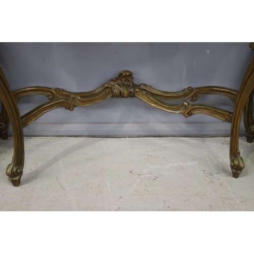 16 - Quality antique style console with black marble top, approx 93cm H x 145cm (at legs) W x 43cm D