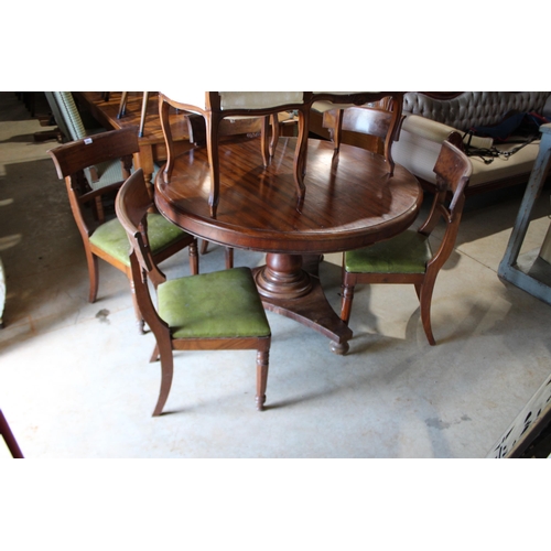 64 - Five antique mid 19th century mahogany spade back dining chairs, turned tapering sectional front leg... 