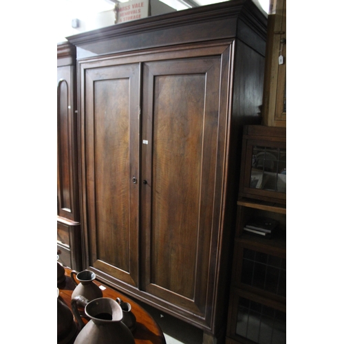 66 - Antique French Louis Phillipe two door armoire, approx 221cm H x 142cm W x 63cm D