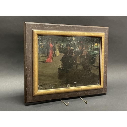 107 - Antique French School, 19th century Paris at night, signed, dated and inscribed 'B Ducrocq. Paris Ex... 
