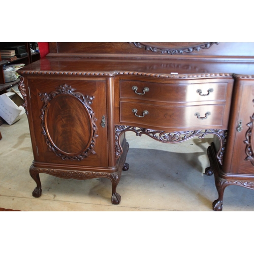 125 - Vintage cedar chippendale revival eight leg sideboard, fitted with carved back board, approx 152cm H... 