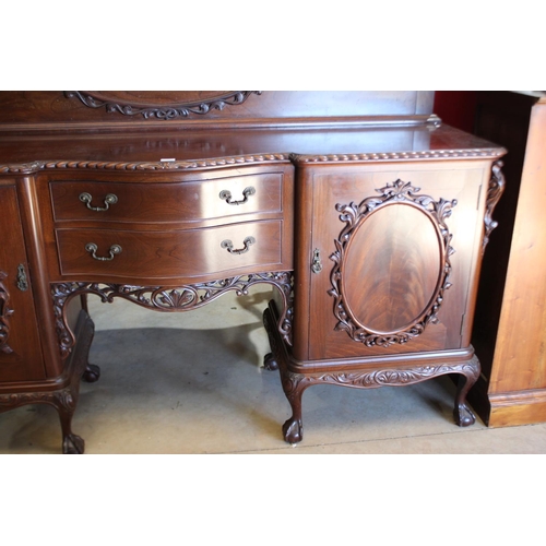 125 - Vintage cedar chippendale revival eight leg sideboard, fitted with carved back board, approx 152cm H... 