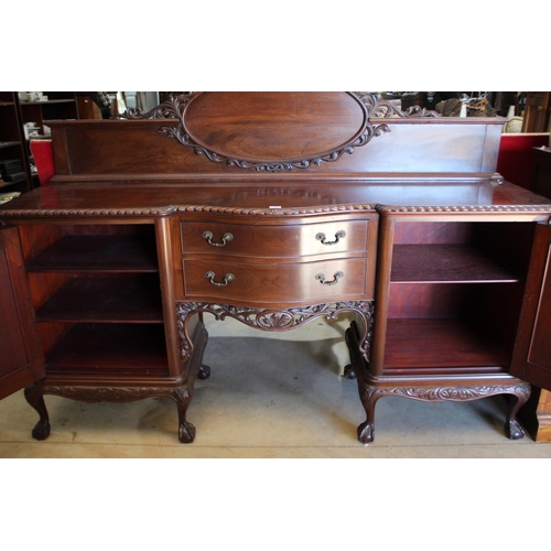 125 - Vintage cedar chippendale revival eight leg sideboard, fitted with carved back board, approx 152cm H... 