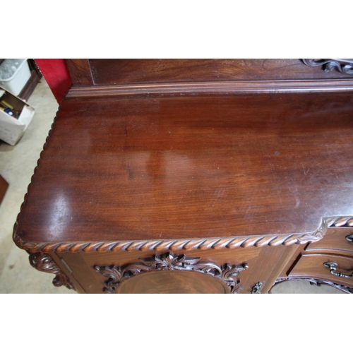 125 - Vintage cedar chippendale revival eight leg sideboard, fitted with carved back board, approx 152cm H... 