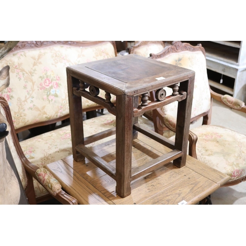 133 - Antique Chinese hardwood stool or low table, approx 49cm H x 41cm Sq