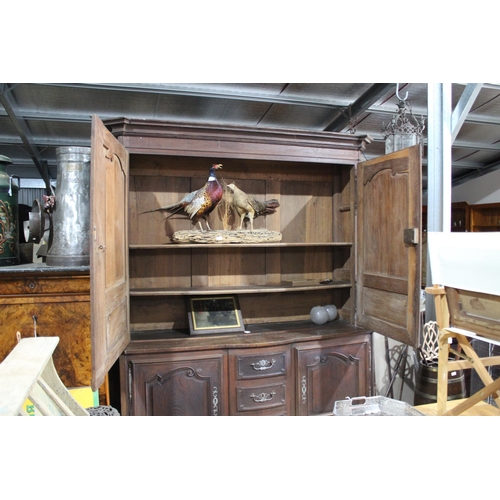 169 - Large antique French Louis XV style two height oak dresser, approx 240cm H X 184cm W X 63cm D