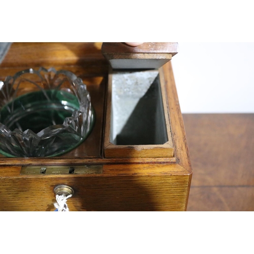 239 - Fine antique 19th century square box shape tea caddy, fitted interior with original cut glass bowl, ... 