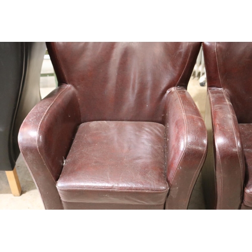 268 - Pair of brown leather tub arm chairs, A/F (2)