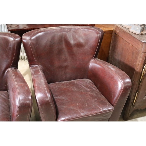 268 - Pair of brown leather tub arm chairs, A/F (2)