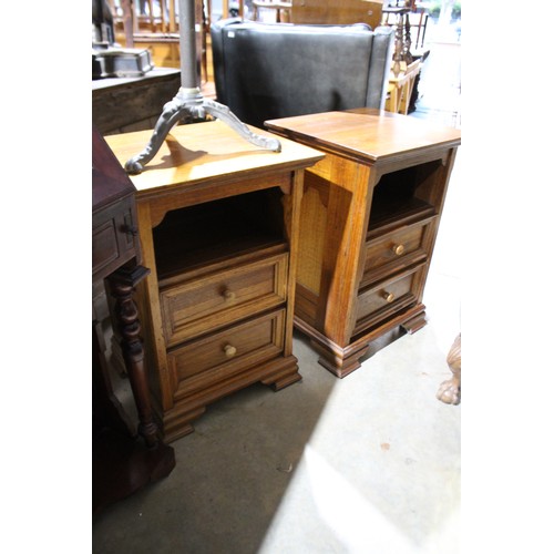 329 - Pair of Wentworth furniture bedside cabinets, with open shelf and two drawers below, each approx 79c... 