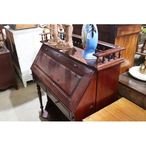 334 - Mahogany bureau desk, approx 105cm W x 48cm D x 124cm H