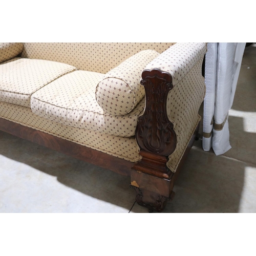 336 - Antique European mahogany double ended settee, approx 180cm w