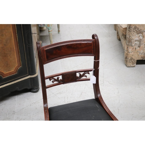 353 - Two mahogany dining chairs, one carver & one single, horse hair covered pads, ex Bill Bradshaw (2)