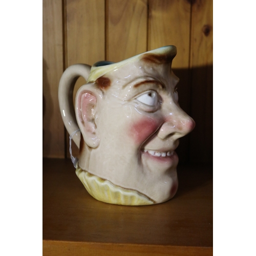 183 - Antique French Sarreguemines pottery face jug, approx 18cm H