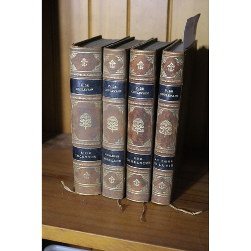 190 - Set of Four antique books with leather spines, P De Coulevain