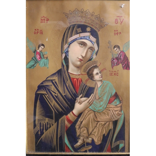 8 - Antique framed icon picture, approx 45cm x 31cm