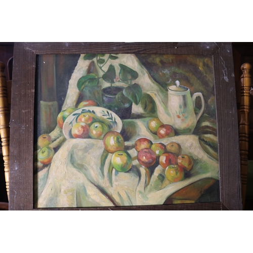 89 - H Pinto- Still life, oil on canvas, signed lower right, approx 49cm x 59cm