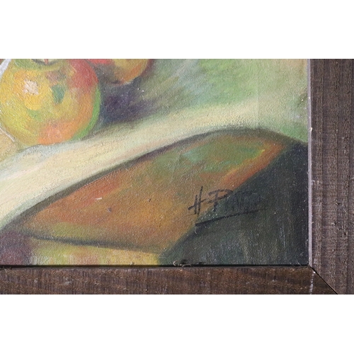 89 - H Pinto- Still life, oil on canvas, signed lower right, approx 49cm x 59cm