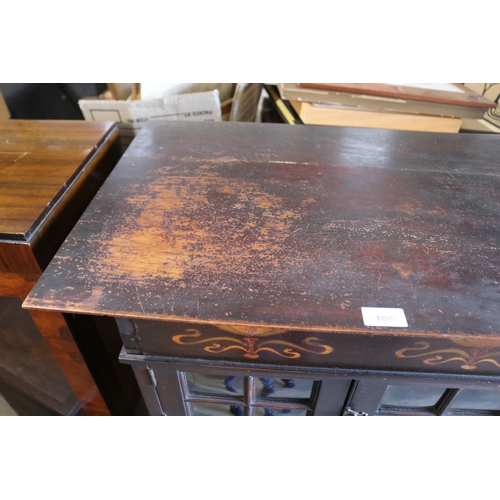 100 - Antique Art Nouveau floral coloured marquetry inlaid parlor cabinet, approx 135cm H x 69cm W x 44cm ... 