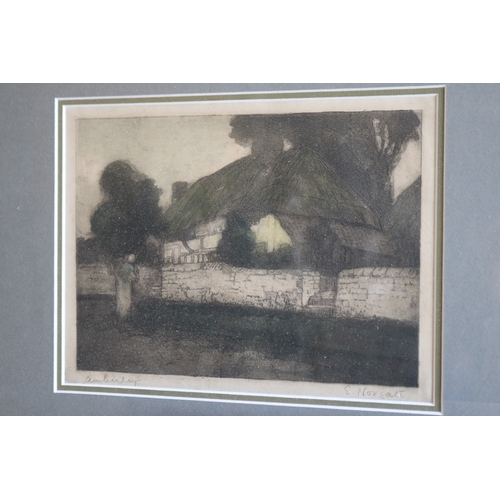 105 - E Norgate five etchings, approx 31cm x 23cm an smaller (5)