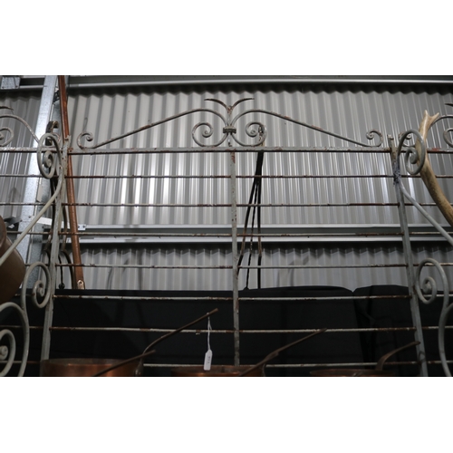 114 - Large antique French iron and brass trim multi tiered bakers rack, approx 238cm H x 200cm W x 58cm D