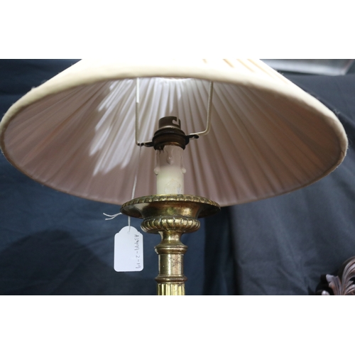 127 - French brass candle stick lamp, approx 65cm H