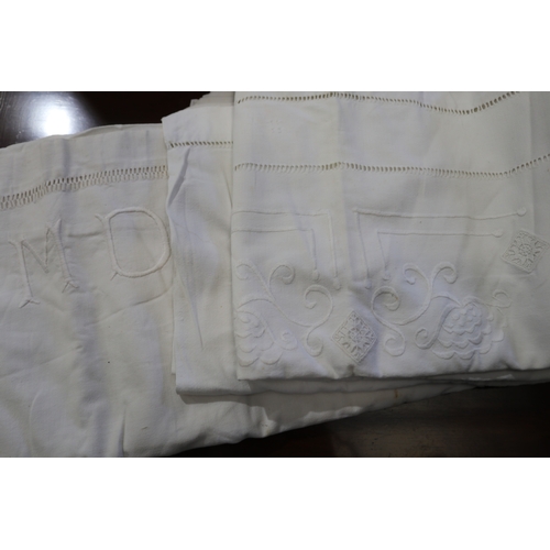 134 - Two antique French sheets one initialed the other patterned, please note there will be no measuremen... 