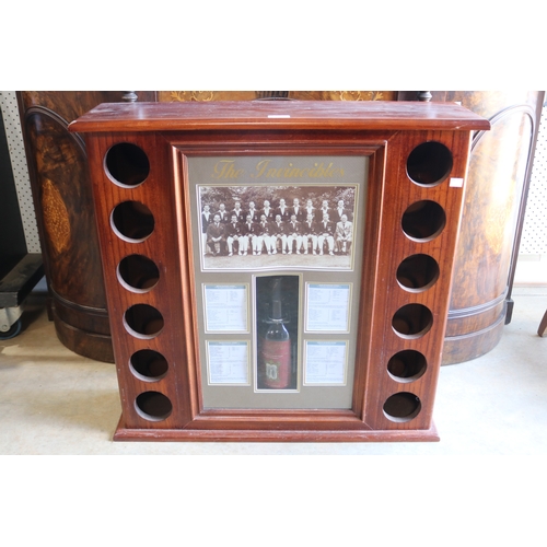 138 - Memorabilia - Wine rack / shelf with a signed Centenary Vintage Pot 1979, approx 73cm H x 75cm W x 2... 