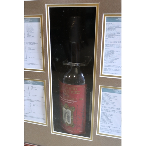 138 - Memorabilia - Wine rack / shelf with a signed Centenary Vintage Pot 1979, approx 73cm H x 75cm W x 2... 