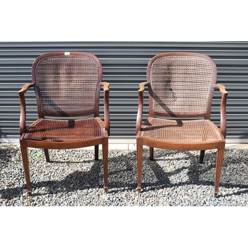 79 - Pair of caned armchairs, cane damaged (2)