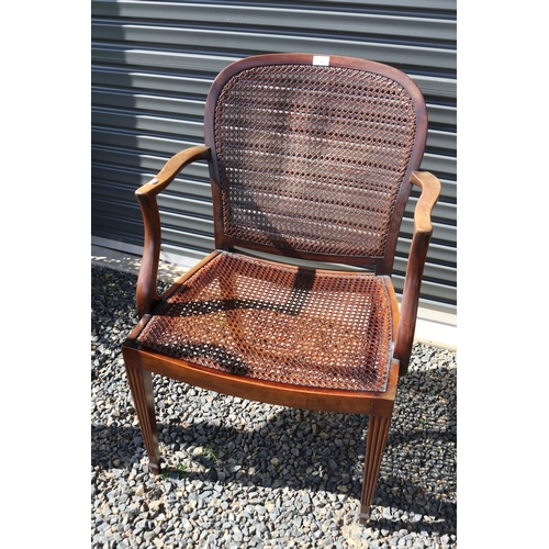 79 - Pair of caned armchairs, cane damaged (2)