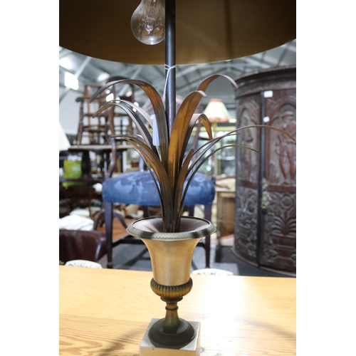 96 - Fine quality brass and silvered metal urn and leaf lamp, approx 80 cm high