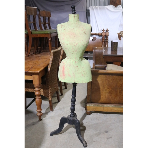 65 - Antique French mannequin with turned ebonized base, approx 150cm H