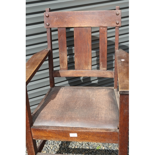 73 - Antique Arts & Crafts oak arm chair