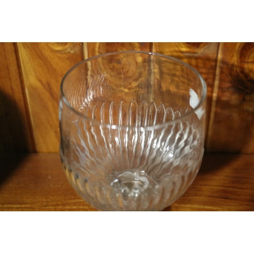 206 - Large antique French glass with a fluted body, approx 17cm H