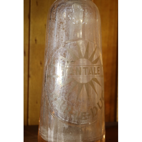 211 - Antique French glass soda siphon etched Tantale Bar Le Duc, approx 33cm H