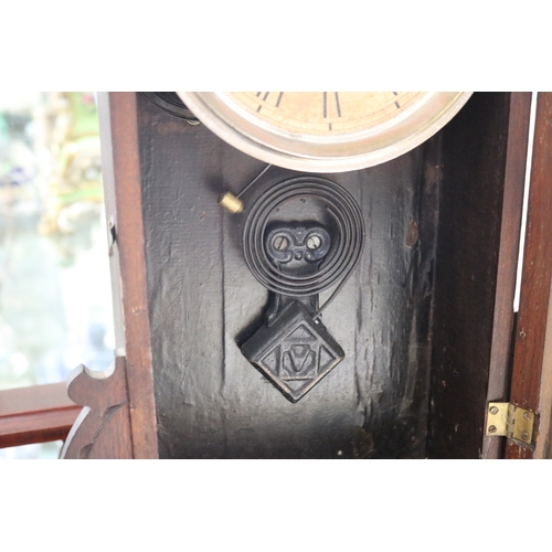 335 - Antique Ansonia clock, no key and no pendulum, untested, approx 50cm H x 34cm W x 13cm D