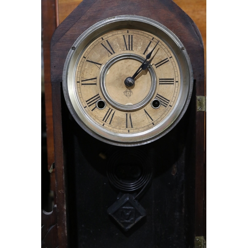 335 - Antique Ansonia clock, no key and no pendulum, untested, approx 50cm H x 34cm W x 13cm D