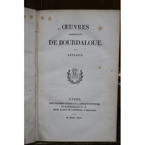 365 - Set of 16 antique French leather bound books, titled De Bourdaloue Tome 1 dated 1824 (16)