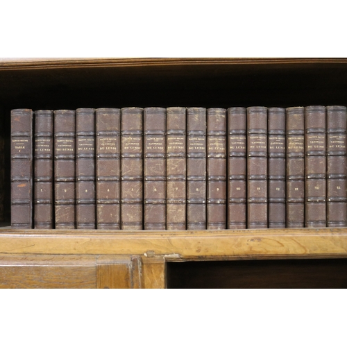 370 - Set of 15 antique French books, Portraits de Femmes, leather spines, marble end boards  (15)